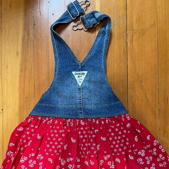 OSHKOSH B'gosh Toddler Sz 12 months Denim Paisley Printed Jumper/Dress - Picture 6 of 9